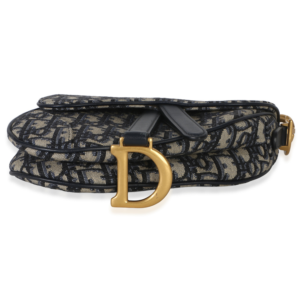 Christian Dior Navy Oblique Canvas Mini Saddle Bag - Picture 5 of 8